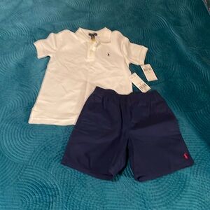 White Polo and Navy Blue Chino Shorts by Polo Ralph Lauren- 5/6